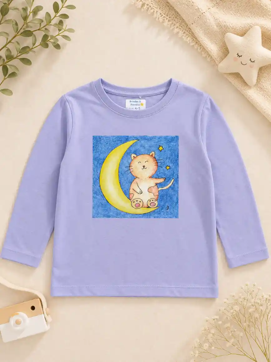 Camisola Manga Comprida "Gatinho na Lua"