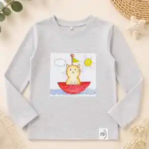 Camisola Manga Comprida "Gatinho Marinheiro" 🐱⛵