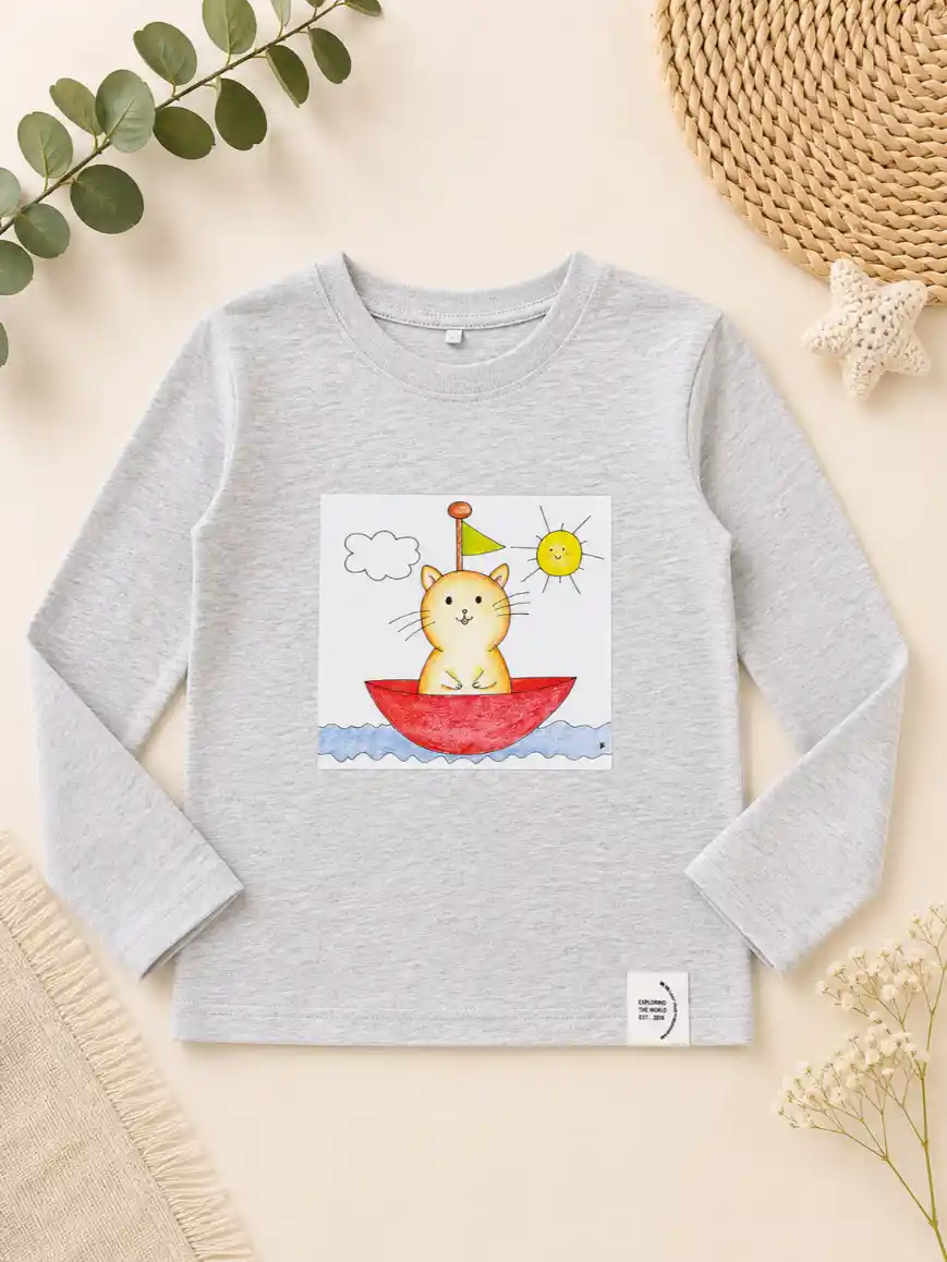Camisola Manga Comprida "Gatinho Marinheiro" 🐱⛵