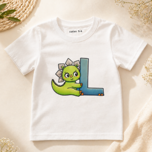 T-shirt Branca "Dino-Amigo & Letra L"