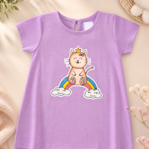t shirt criança gato arco iris