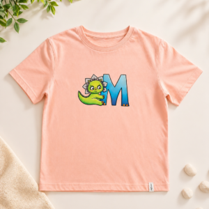 T-shirt Salmão "Dino-Amigo & Letra M"