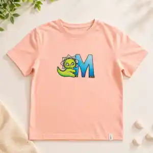 T-shirt Salmão "Dino-Amigo & Letra M"