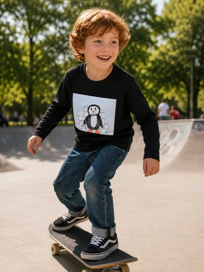 camisola manga comprida "pinguim no iglo"